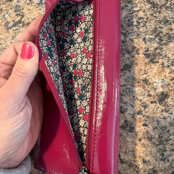 HOBO International Leather Wallet Pink Magenta Long TriFold - Picture 7 of 9